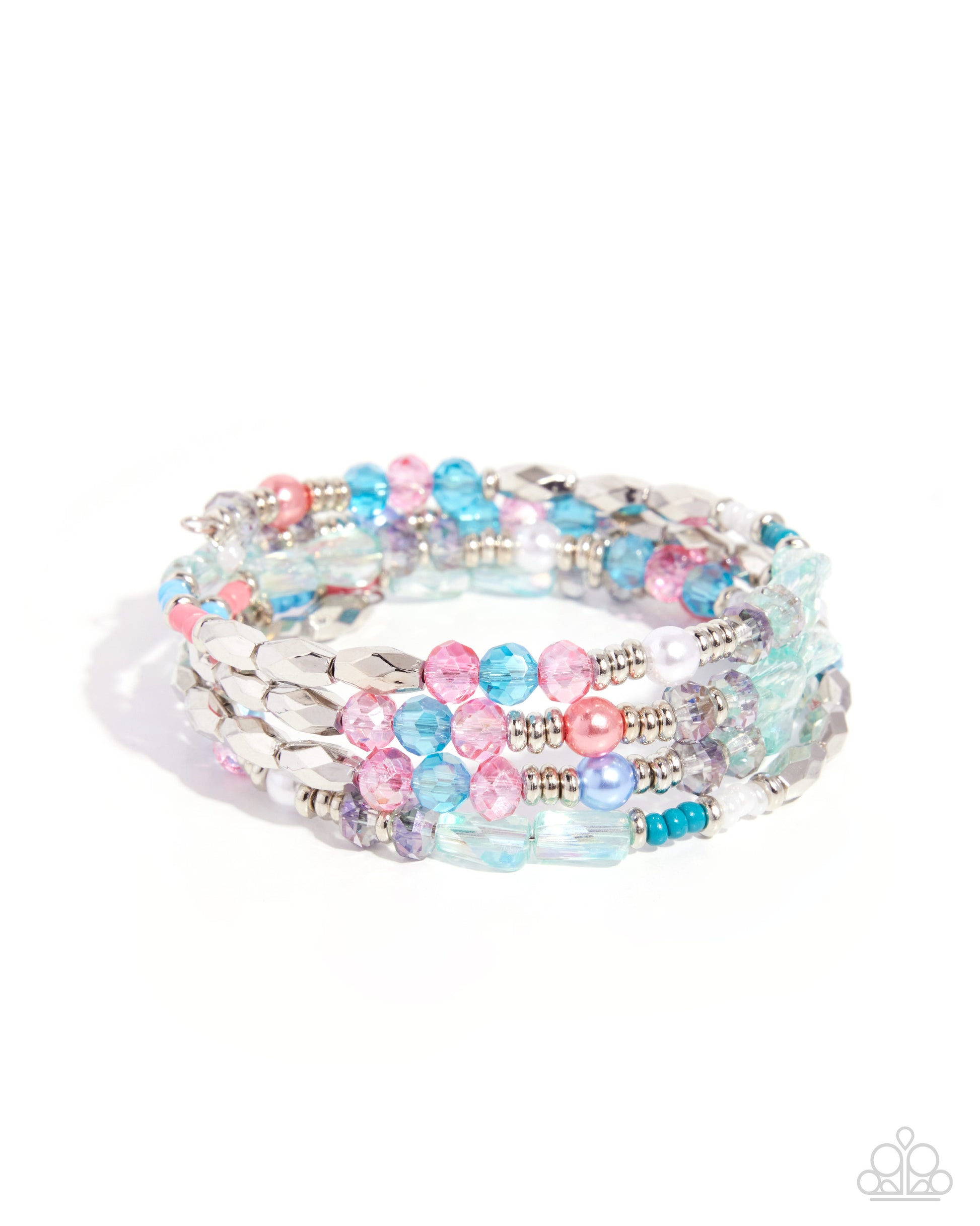 Multicolored beaded bracelet on a white background