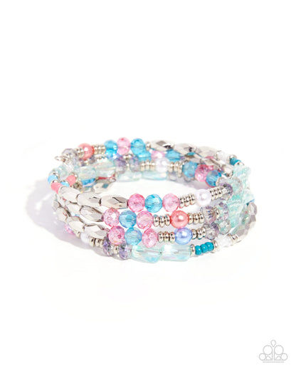 Multicolored beaded bracelet on a white background