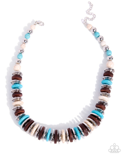 Multicolored beaded necklace on a white background