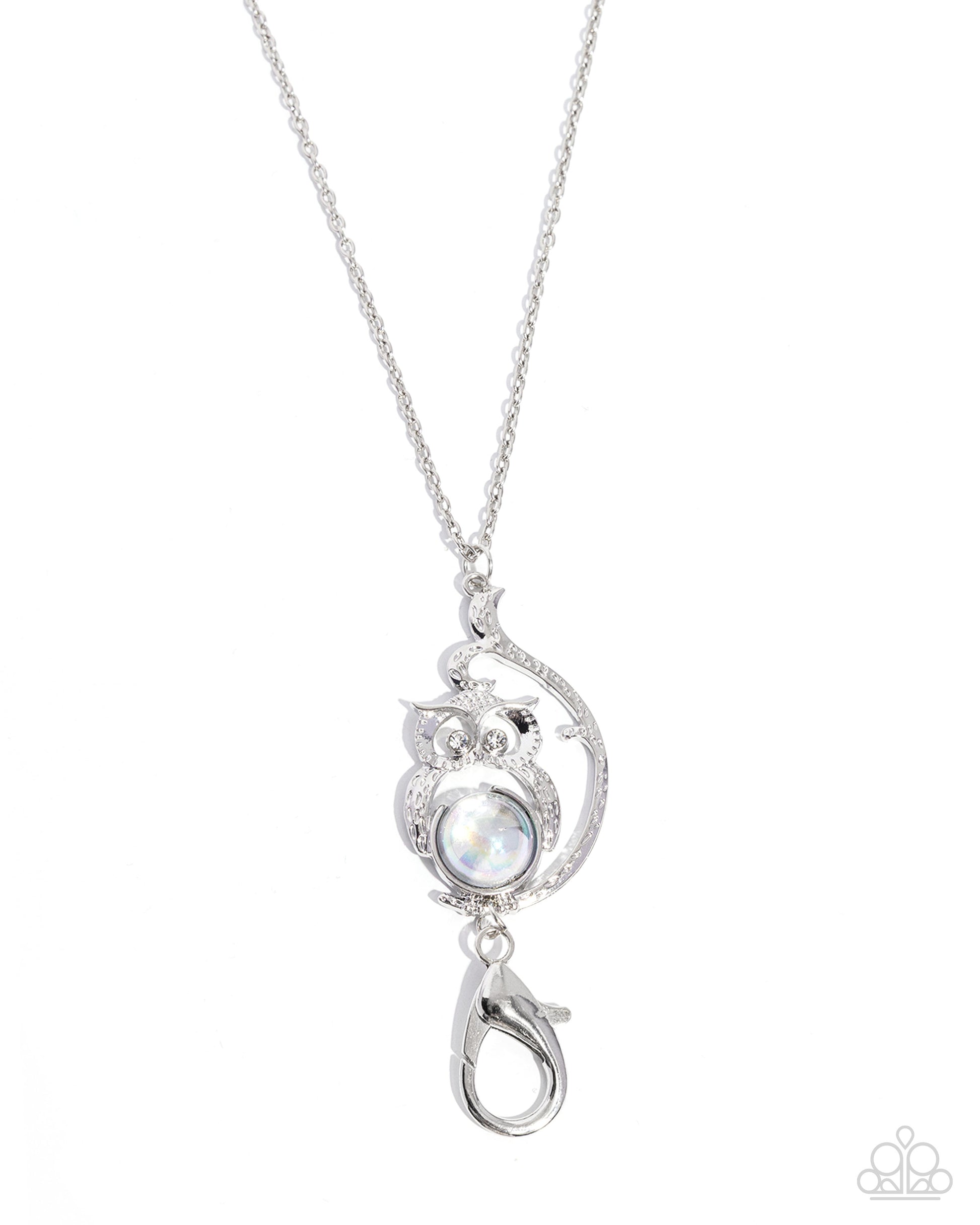 Silver necklace with a pendant on a white background