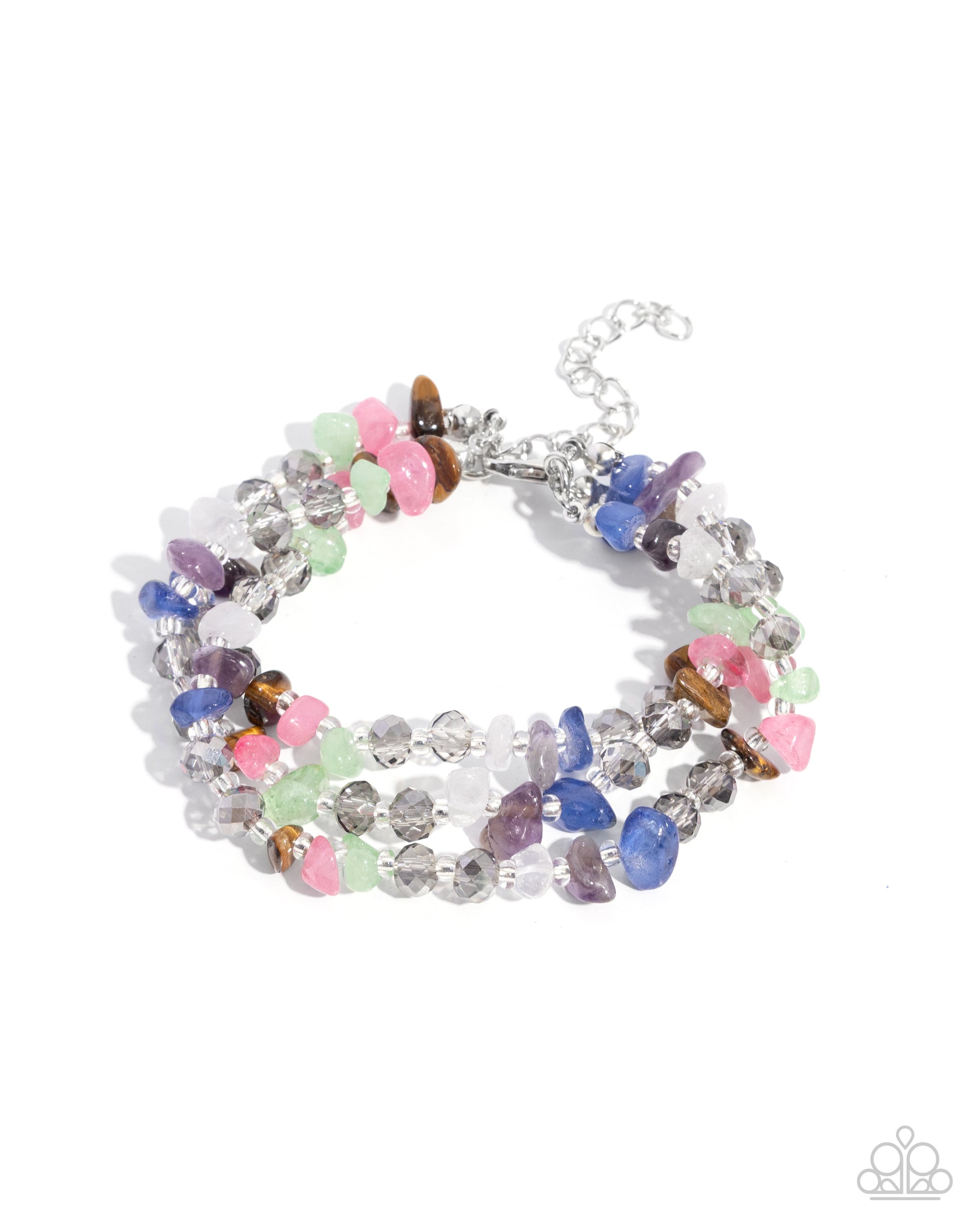 Multicolored beaded bracelet on a white background
