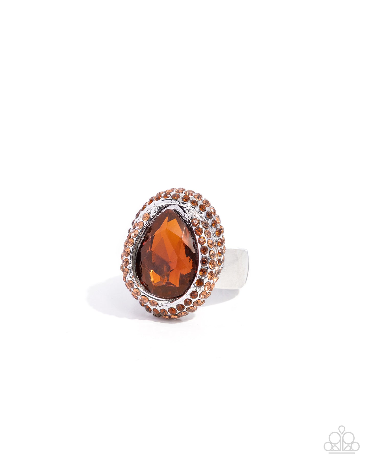 Smooth Stage brown topaz teardrop rhinestone statement ring
