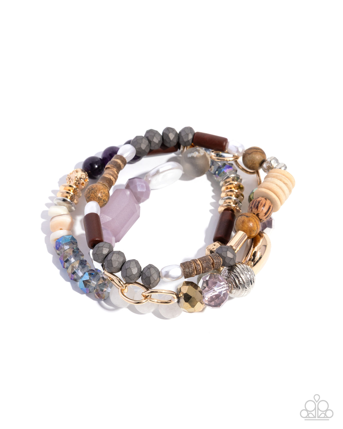 Paparazzi Tame Texture purple three-piece mixed bead bracelet set | Jewelry by Bretta
