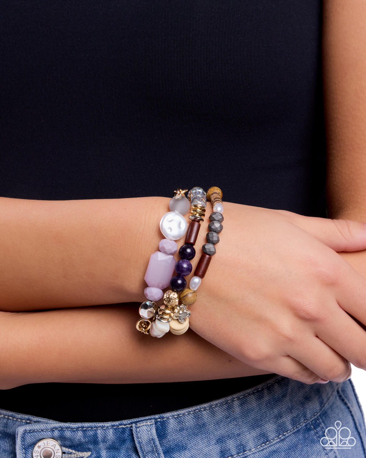 Paparazzi Tame Texture purple three-piece mixed bead bracelet set | Jewelry by Bretta - image 2