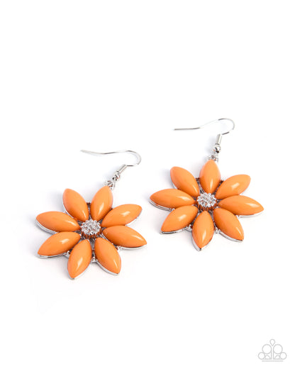 Blossoming Debut orange floral acrylic earrings - Jewelry by Bretta