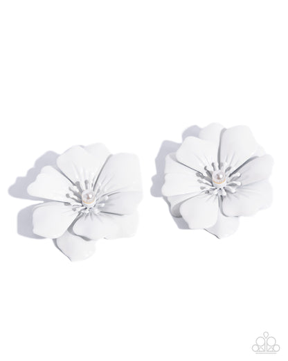 Floral Fortitude White Earrings - Jewelry by Bretta