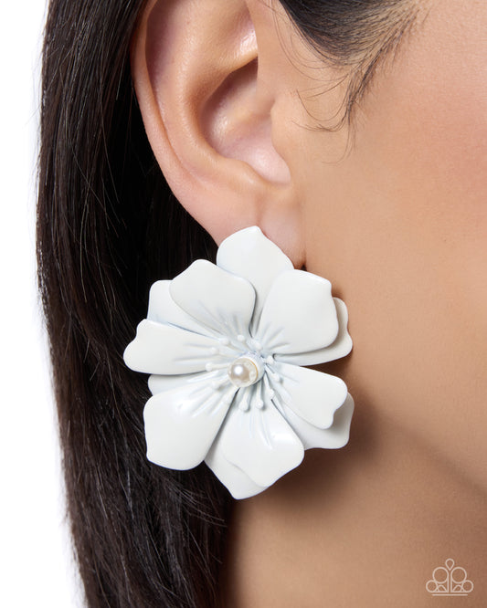 Floral Fortitude White Earrings - Jewelry by Bretta