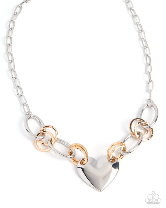 Heartfelt Highway silver and gold mixed-metal chain heart pendant necklace - product image 1