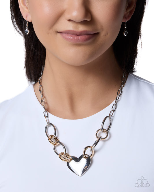 Heartfelt Highway silver and gold mixed-metal chain heart pendant necklace - product image 2