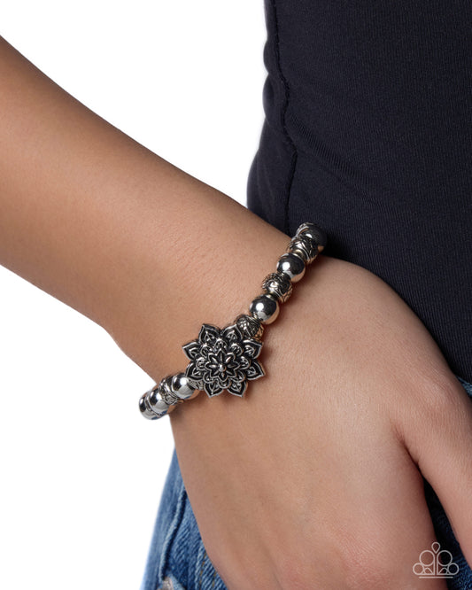 Calm and Collected silver Lotus bracelet alternate product view