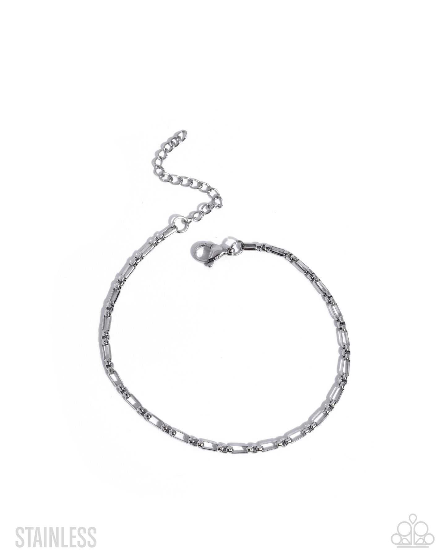 Silver chain bracelet on a white background