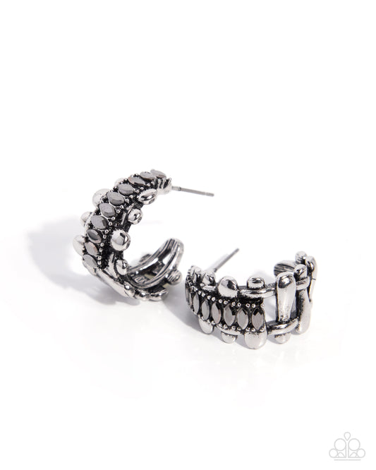 Incredible Industry silver hematite hoop earrings by Paparazzi Accessories at Jewelry by Bretta - product photo 1