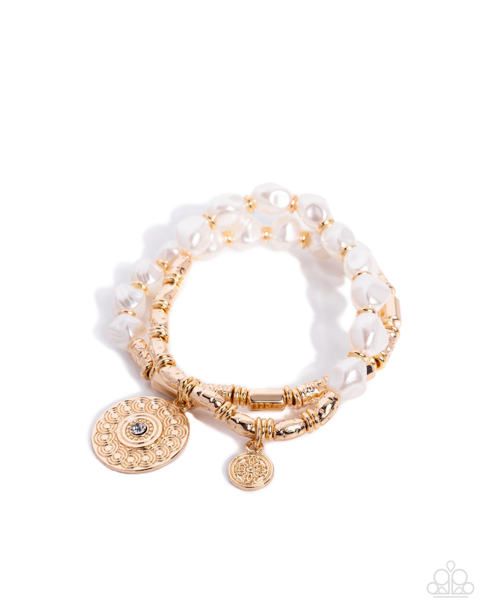 Vintage Beauty gold beaded stretch bracelet with textured high-shine beads by Jewelry by Bretta