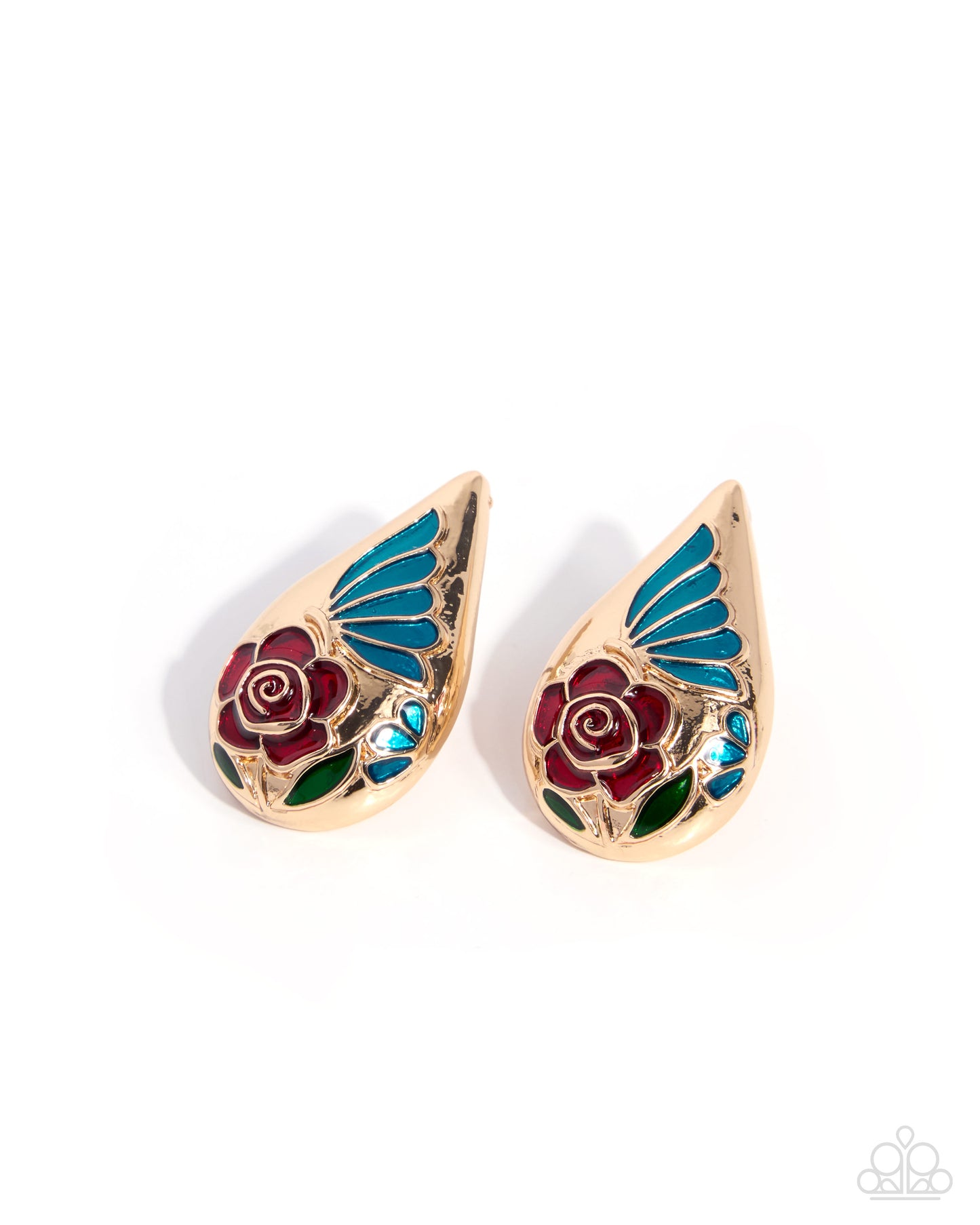 Ornamental Obligato multicolor floral post earrings | Jewelry by Bretta