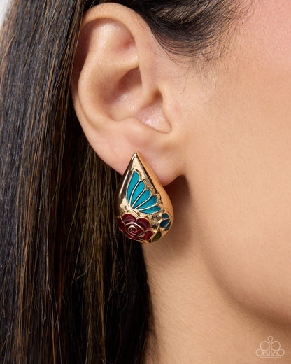 Ornamental Obligato stained glass rose earrings | Jewelry by Bretta