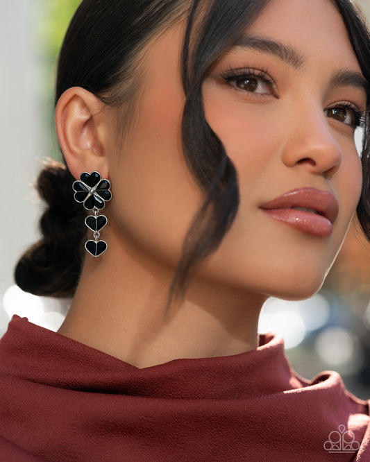 Lucky Labor Black Gem Heart Post Earrings | Jewelry by Bretta