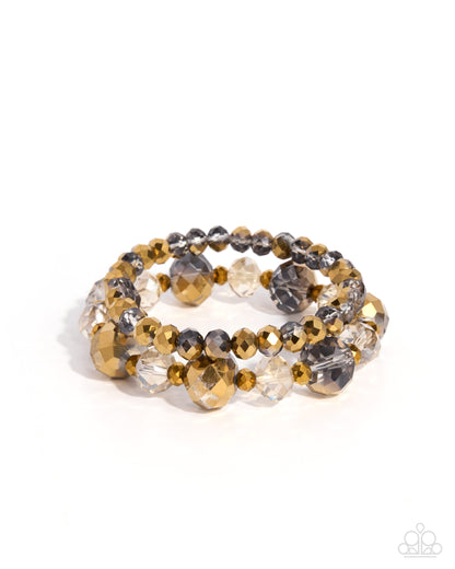 Modern Melody multi beaded two-piece stretch bracelet set with gold accents