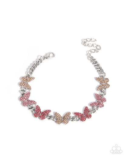 Bustling Butterflies pink rhinestone butterfly bracelet by Jewelry by Bretta
