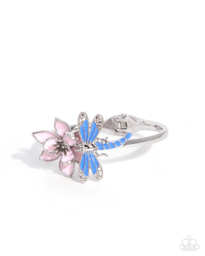 Whimsical Wrap pink flower and dragonfly bracelet by Jewelry by Bretta