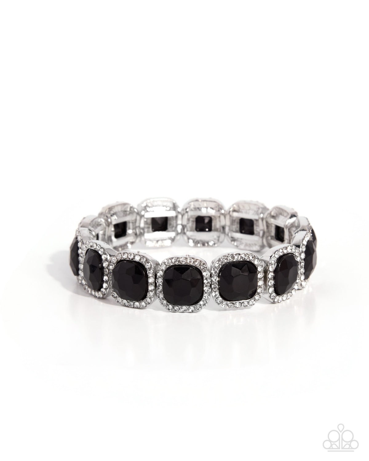 Merry SHOW Round Black Rhinestone Stretch Bracelet - Paparazzi Accessories at Jewelry by Bretta
