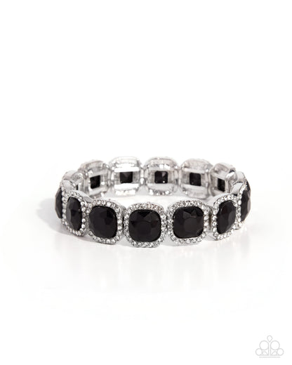 Merry SHOW Round Black Rhinestone Stretch Bracelet - Paparazzi Accessories at Jewelry by Bretta