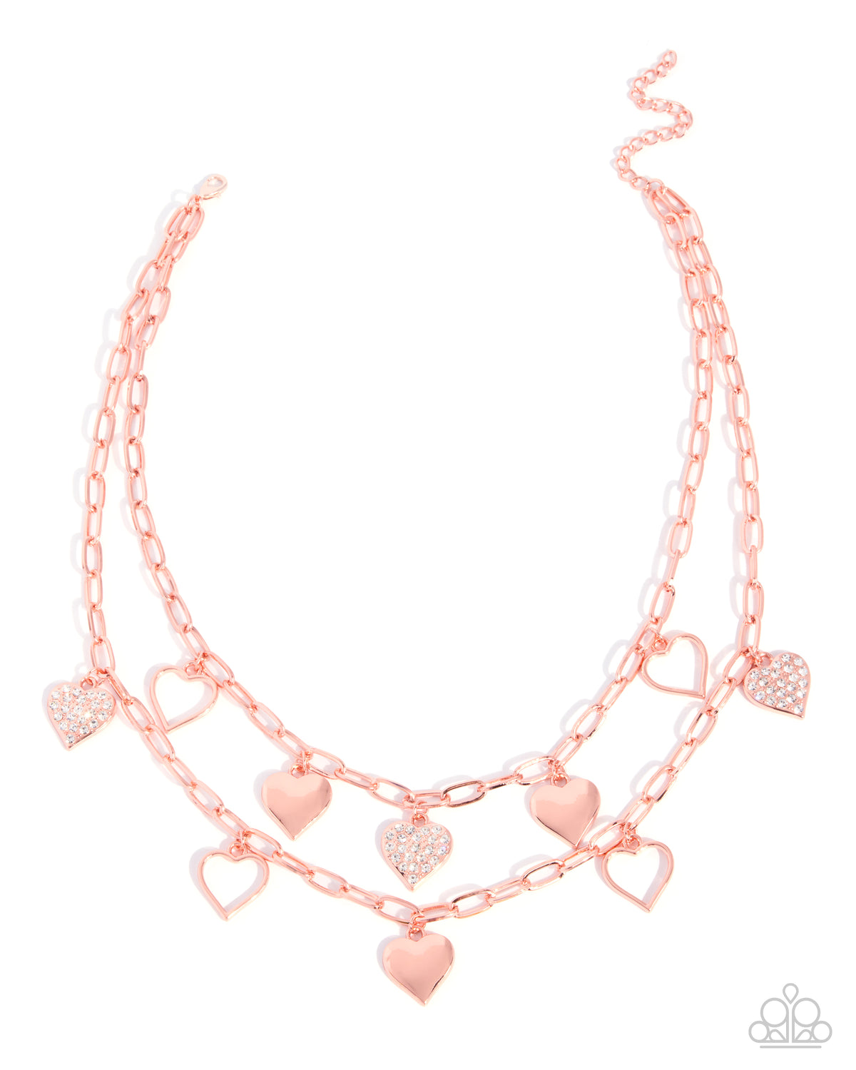 Paparazzi Girlfriend Privileges copper layered heart necklace with matching earrings | Jewelry by Bretta