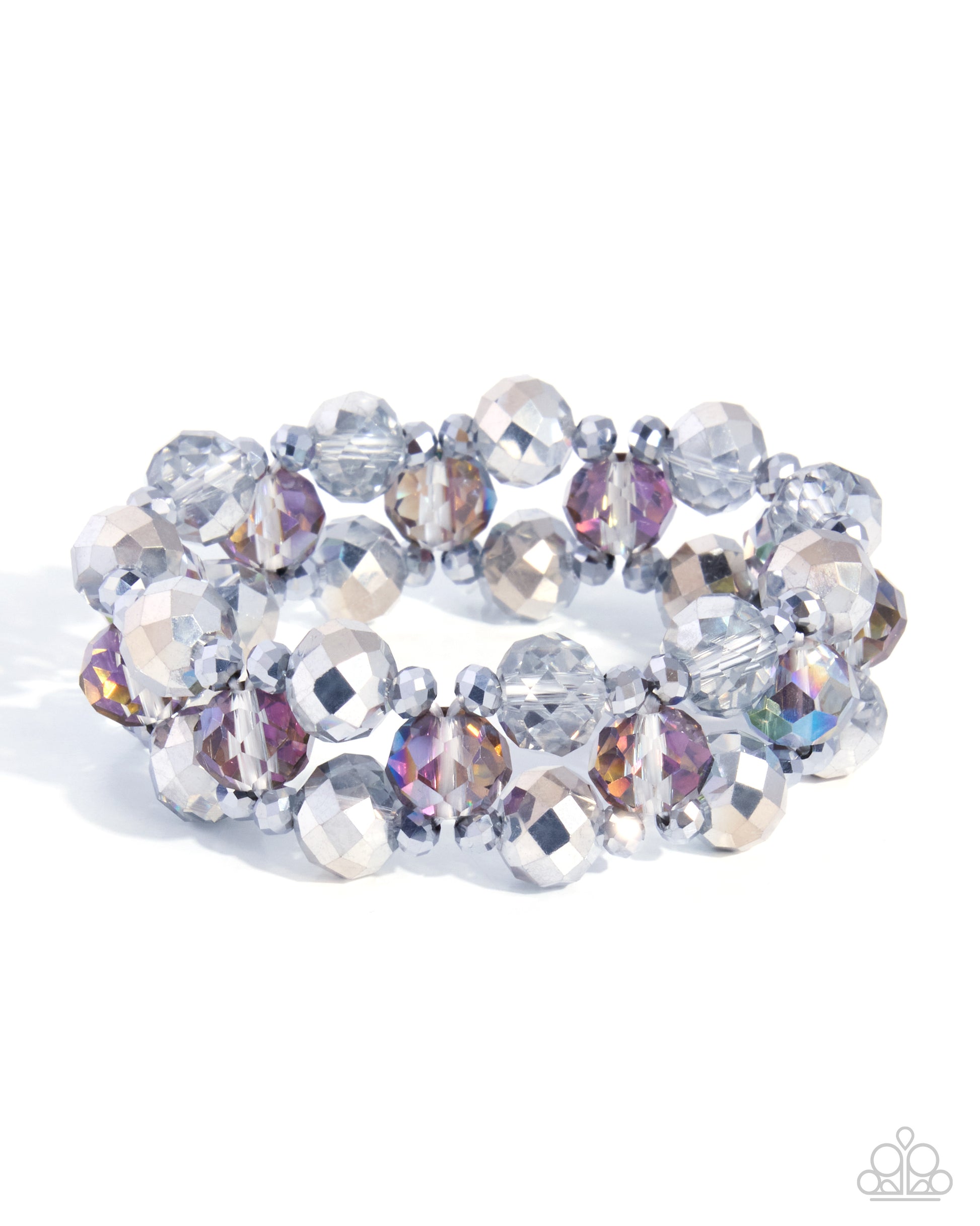 Seizing the Moment silver stretch bracelet with clear faceted gems | Jewelry by Bretta
