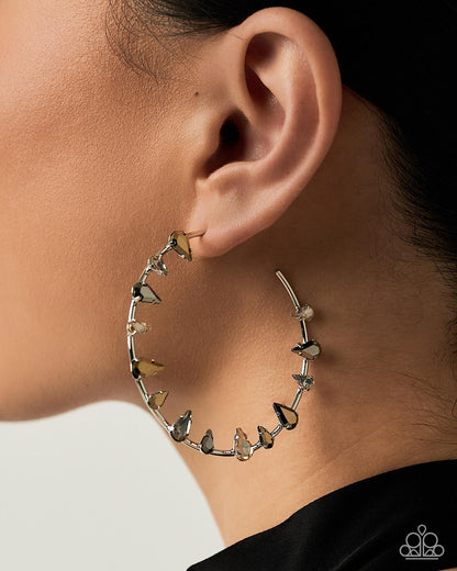 Modern Color colorful teardrop gem hoop earrings detail