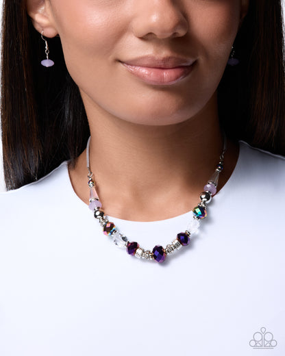 Suddenly Sleek mixed bead and silver ring necklace detail