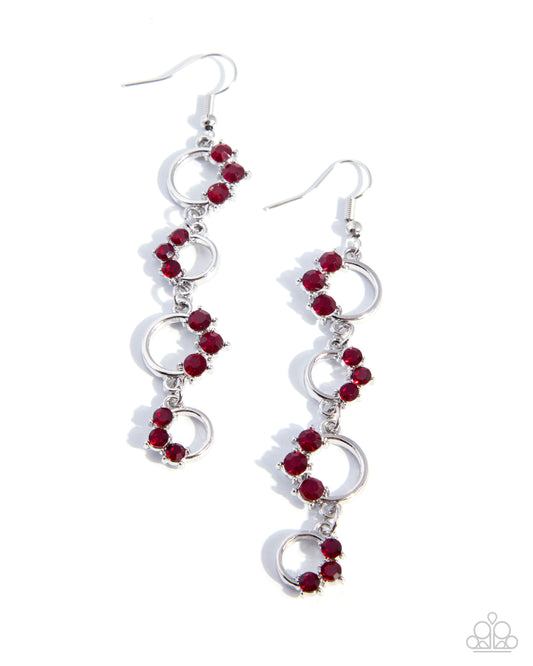 Chic Calling Red Rhinestone Dangle Earrings | Jewelry by Bretta