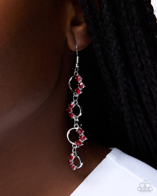Chic Calling Red Rhinestone Dangle Earrings | Jewelry by Bretta