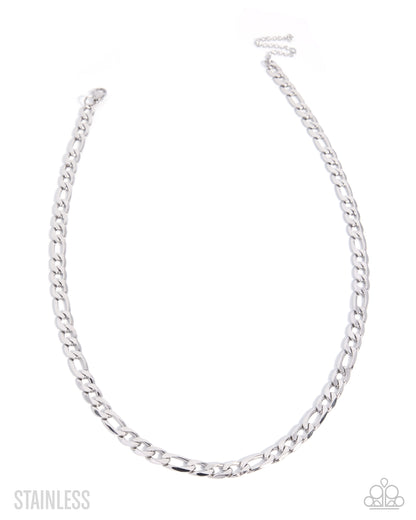 Curb Side Silver Stainless Steel Curb Chain Necklace