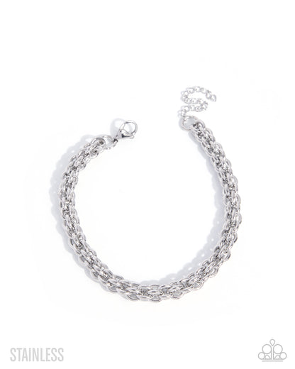 CHAIN Power Silver Stainless Steel Bracelet by Jewelry by Bretta - front view