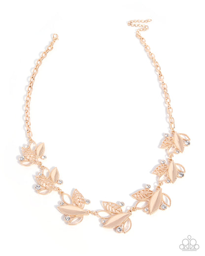 Charming Collection Gold Leaf Charm Necklace by Paparazzi Accessories