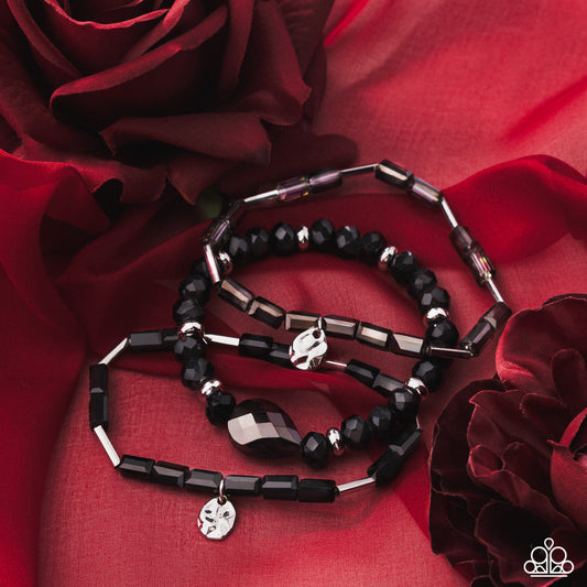 Paparazzi Up for the Challenge black mixed-bead stretch bracelet, alternate image 3 | Jewelry by Bretta