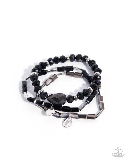 Paparazzi Up for the Challenge black mixed-bead stretch bracelet, product image | Jewelry by Bretta