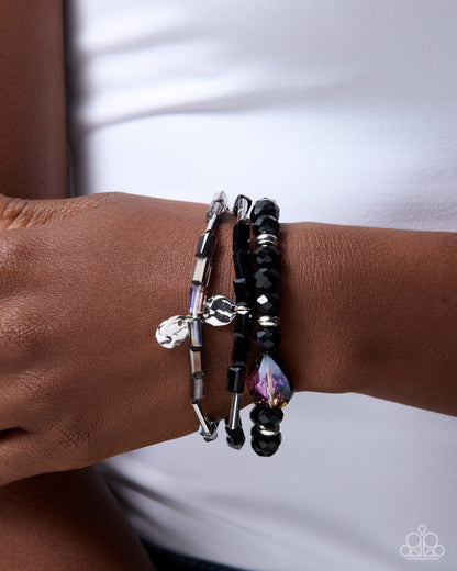 Paparazzi Up for the Challenge black mixed-bead stretch bracelet, alternate image 2 | Jewelry by Bretta