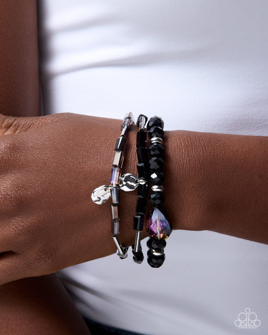 Paparazzi Up for the Challenge black mixed-bead stretch bracelet, alternate image 2 | Jewelry by Bretta