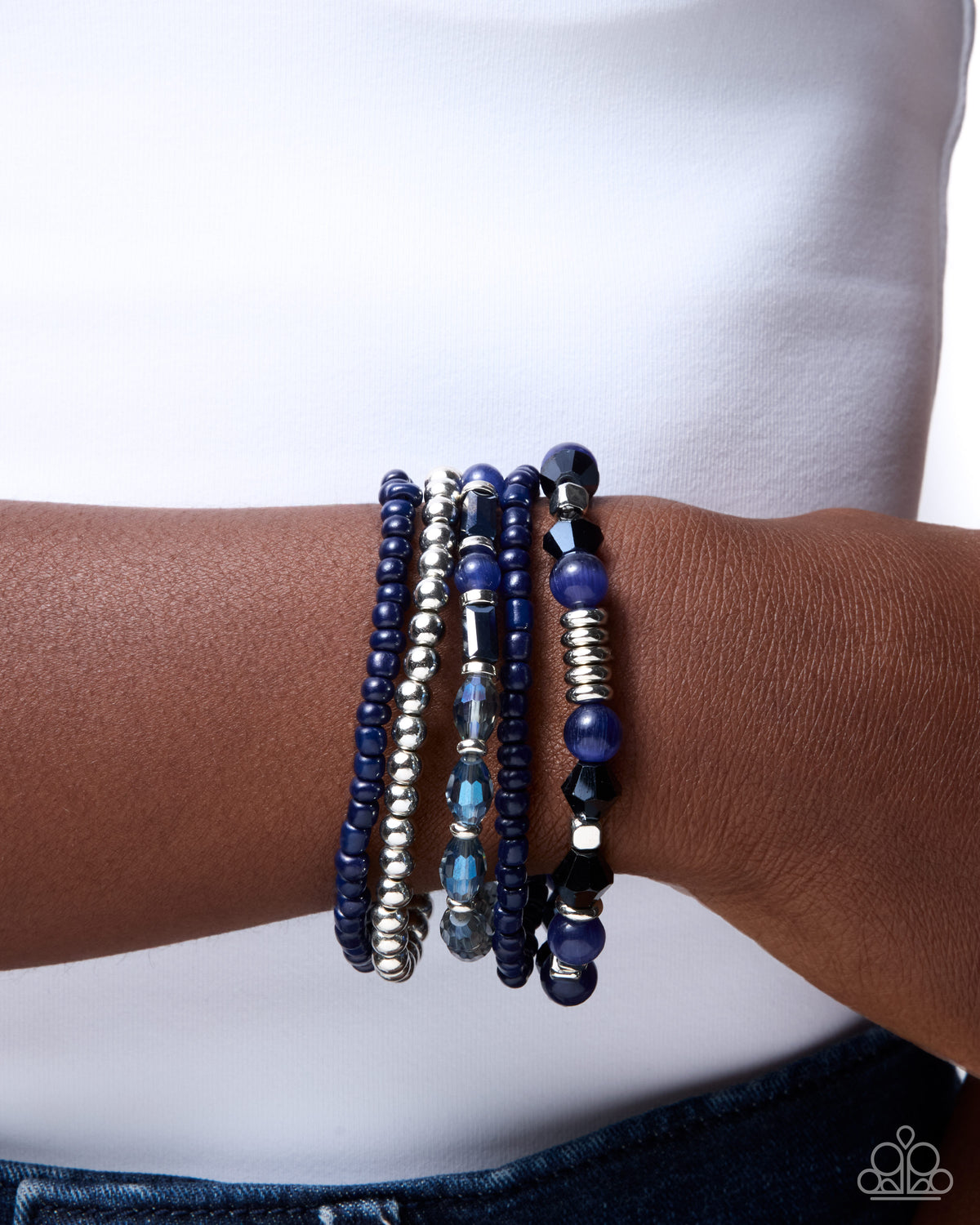 A Beautiful Blend Blue Beaded Stretch Bracelet Set | Jewelry by Bretta — photo 1