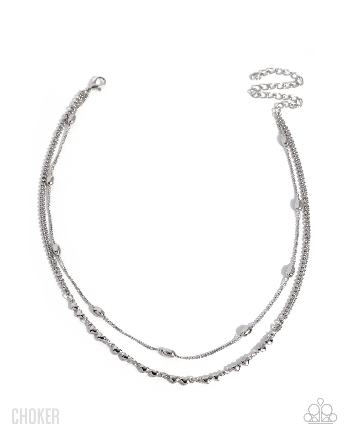 Adorable Artistry silver heart choker necklace by Paparazzi Accessories at Jewelry by Bretta - view 1