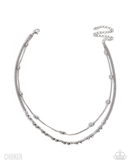 Adorable Artistry silver heart choker necklace by Paparazzi Accessories at Jewelry by Bretta - view 1