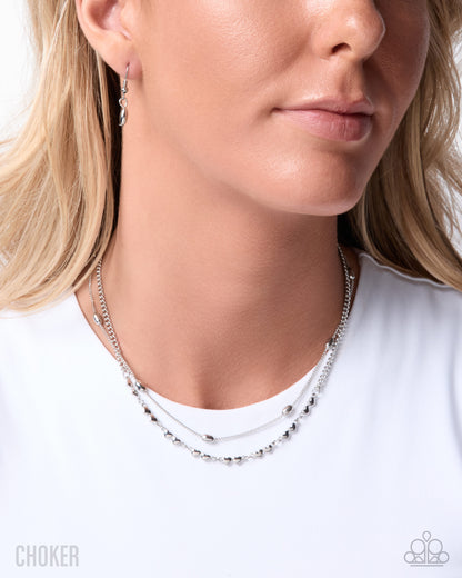 Adorable Artistry silver heart choker necklace by Paparazzi Accessories at Jewelry by Bretta - view 2