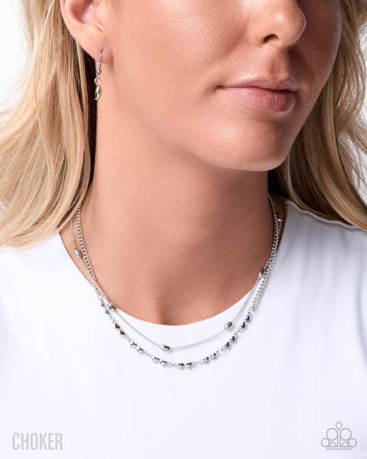 Adorable Artistry silver heart choker necklace by Paparazzi Accessories at Jewelry by Bretta - view 2