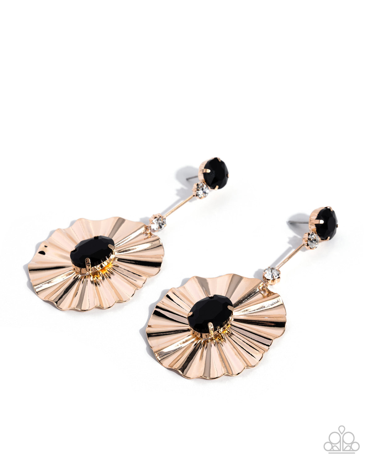 Crimped Champion black gemstone earrings by Paparazzi Accessories