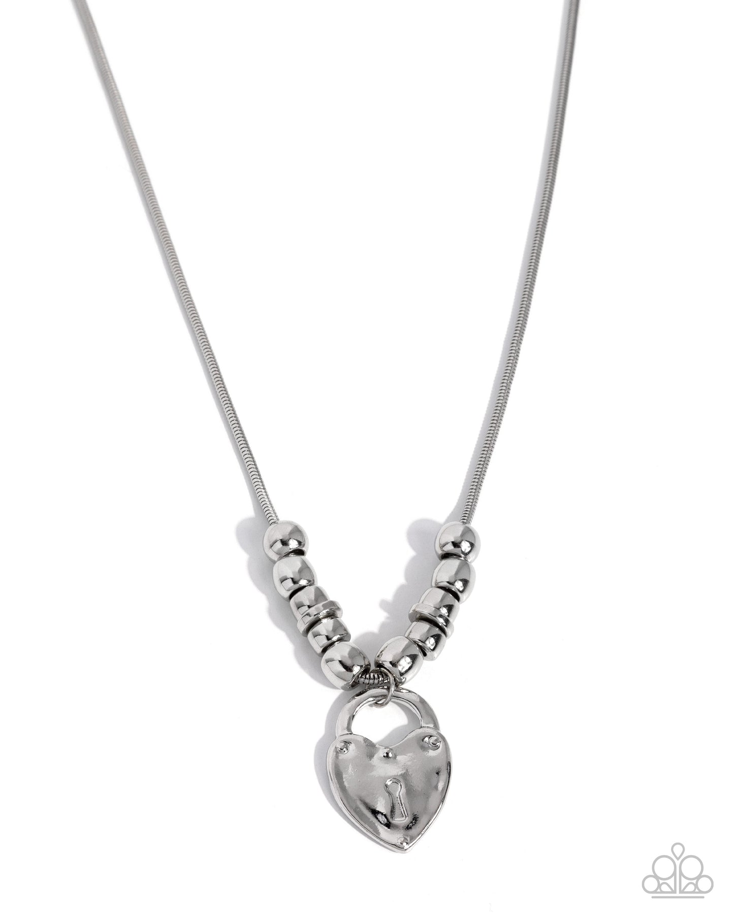 Genuine Grace Silver Heart Padlock Necklace by Jewelry by Bretta - front view