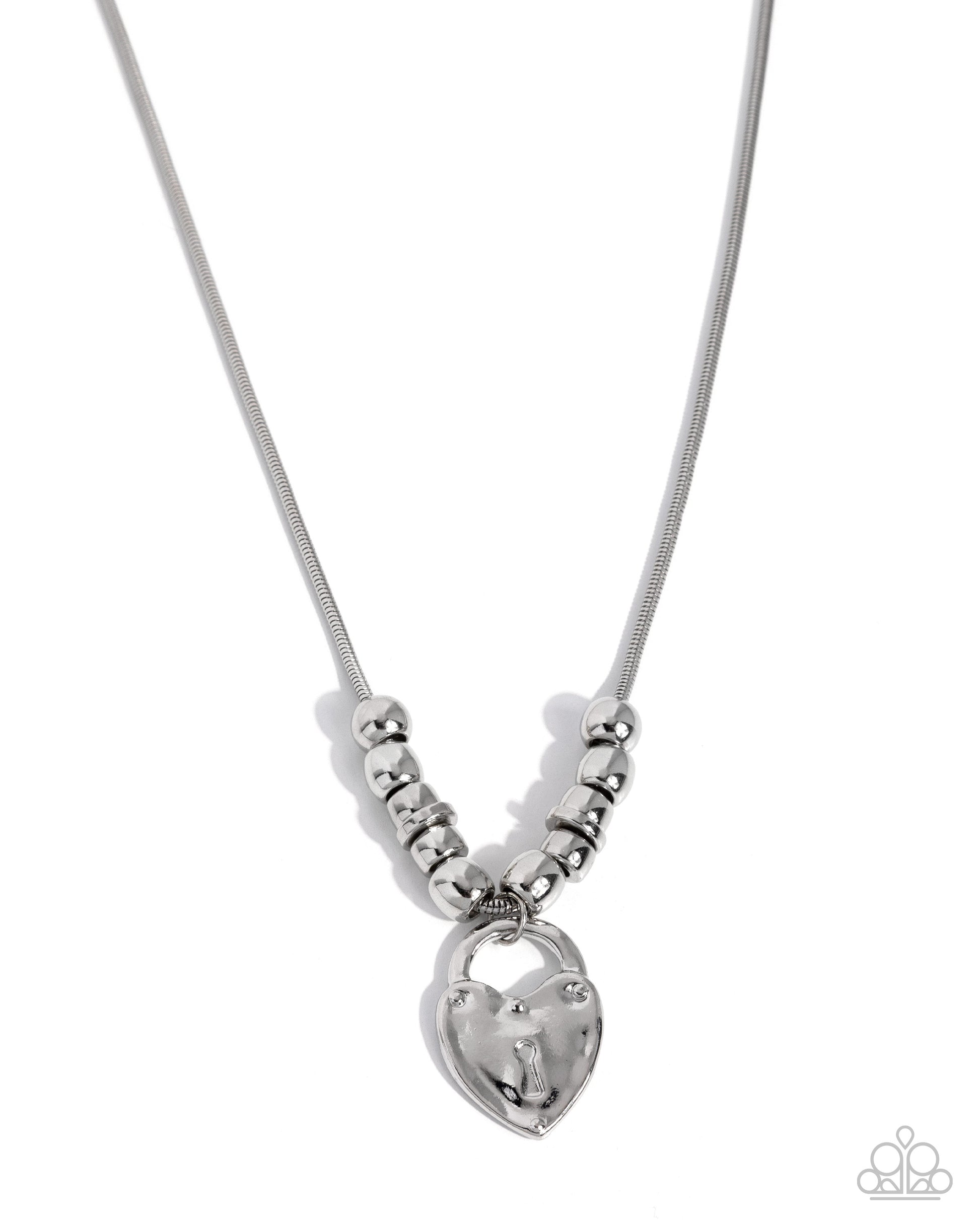 Genuine Grace Silver Heart Padlock Necklace by Jewelry by Bretta - front view
