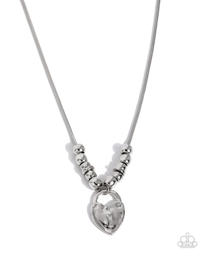 Genuine Grace Silver Heart Padlock Necklace by Jewelry by Bretta - front view