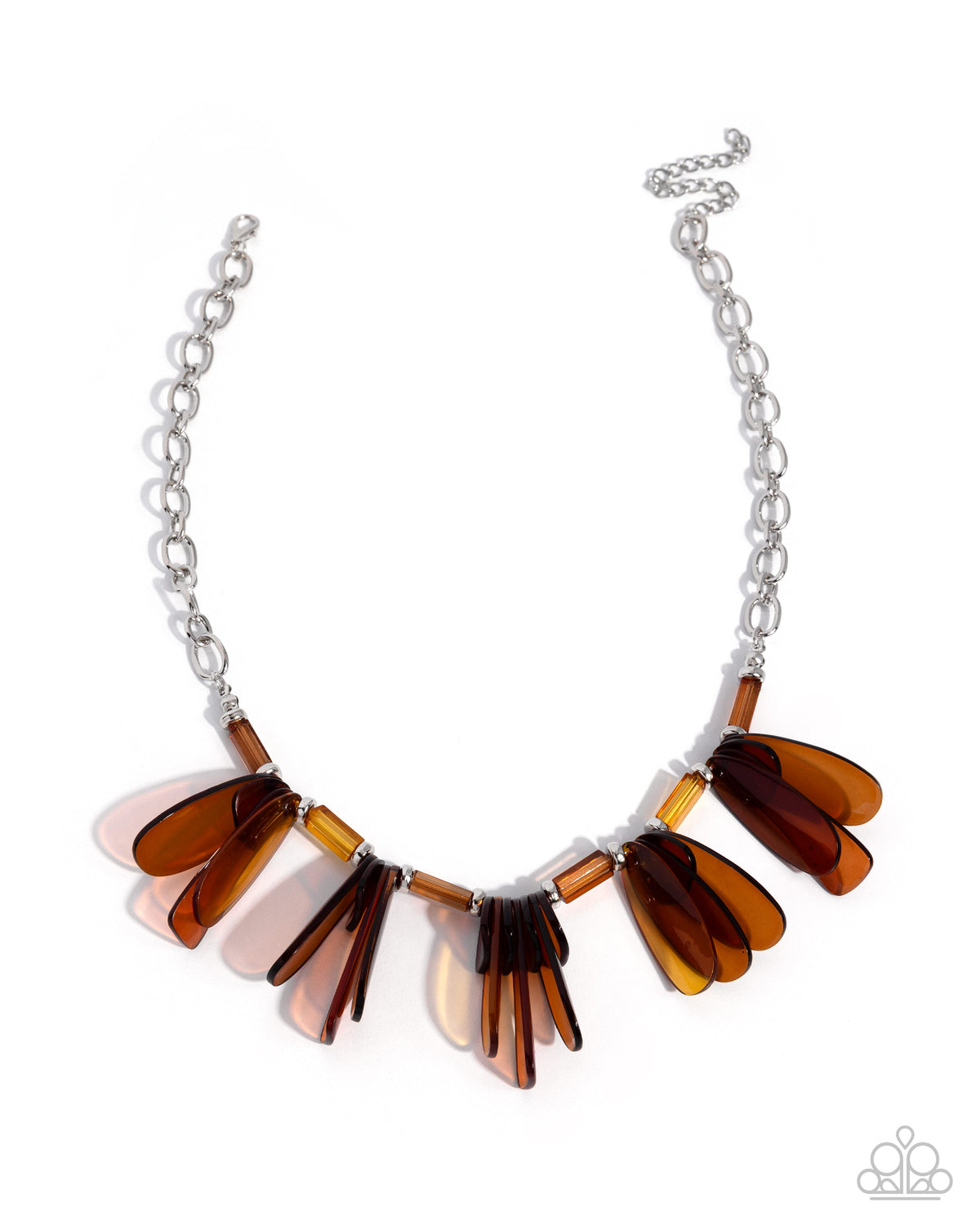 Colorful Claim brown yellow silver beaded necklace with earrings by Paparazzi Accessories