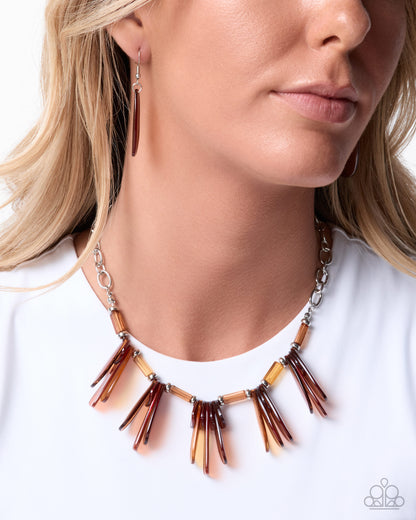 Colorful Claim brown and yellow beaded necklace alternate view
