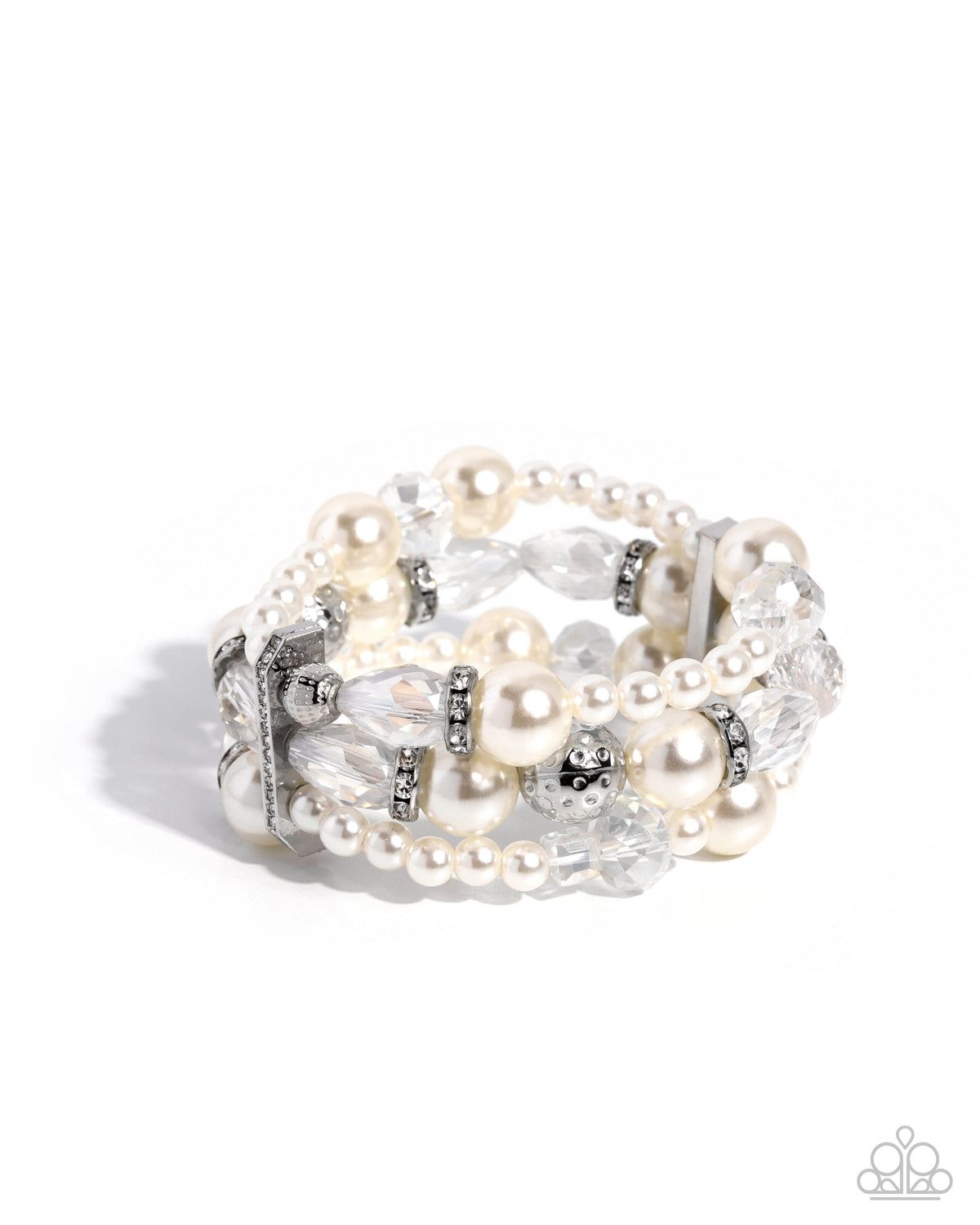 Operatic Opening - White Pearl Stretch Bracelet by Paparazzi Accessories - Jewelry by Bretta - photo 1